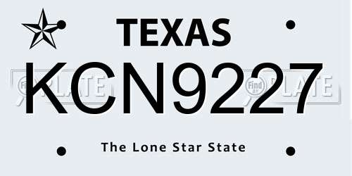 KCN9227 Texas License Plate
