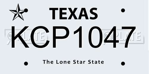 KCP1047 Texas License Plate