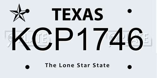 KCP1746 Texas License Plate