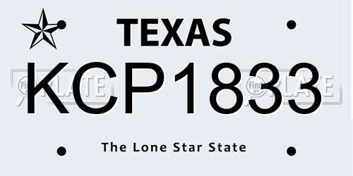 KCP1833 Texas License Plate