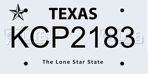 KCP2183 Texas License Plate