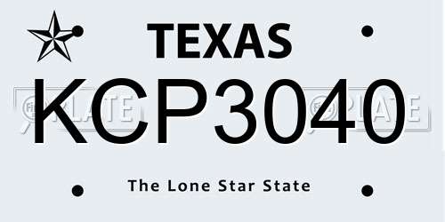 KCP3040 Texas License Plate