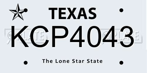 KCP4043 Texas License Plate