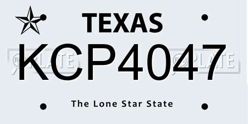 KCP4047 Texas License Plate