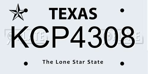KCP4308 Texas License Plate