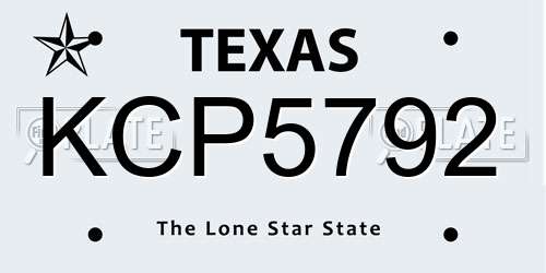 KCP5792 Texas License Plate