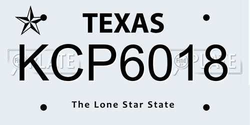 KCP6018 Texas License Plate