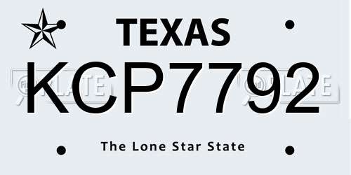 KCP7792 Texas License Plate