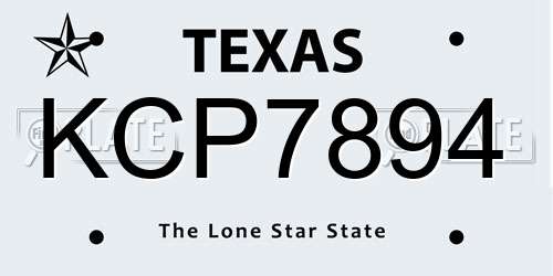 KCP7894 Texas License Plate