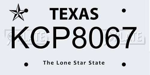 KCP8067 Texas License Plate