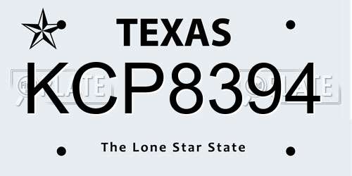 KCP8394 Texas License Plate