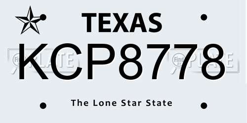 KCP8778 Texas License Plate
