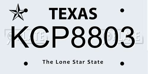 KCP8803 Texas License Plate