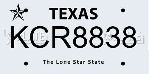 KCR8838 Texas License Plate