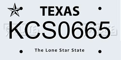 KCS0665 Texas License Plate