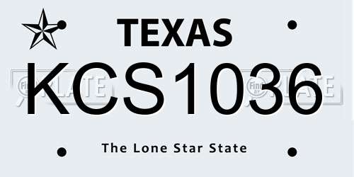 KCS1036 Texas License Plate
