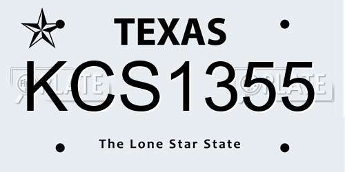 KCS1355 Texas License Plate
