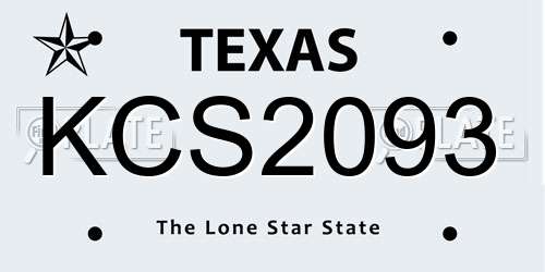KCS2093 Texas License Plate