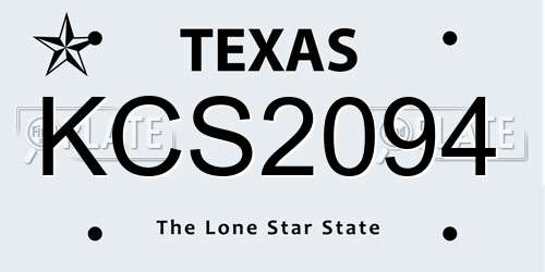 KCS2094 Texas License Plate