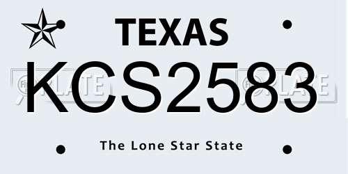 KCS2583 Texas License Plate