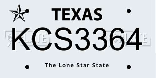 KCS3364 Texas License Plate