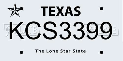 KCS3399 Texas License Plate