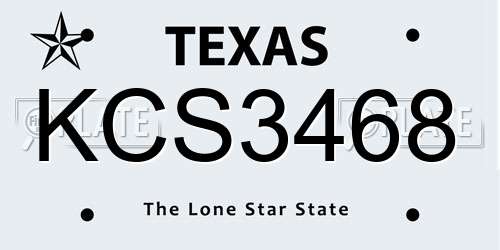KCS3468 Texas License Plate