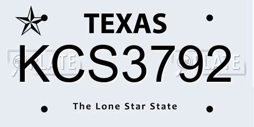 KCS3792 Texas License Plate
