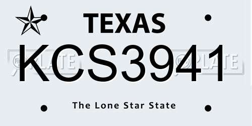 KCS3941 Texas License Plate
