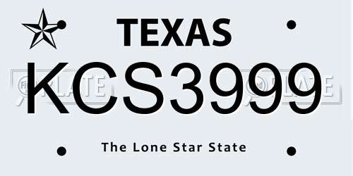 KCS3999 Texas License Plate