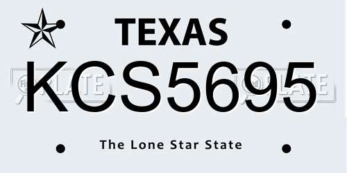 KCS5695 Texas License Plate
