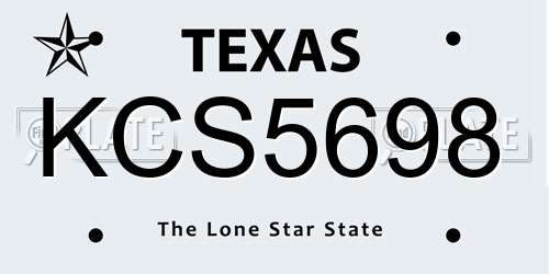 KCS5698 Texas License Plate
