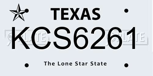 KCS6261 Texas License Plate