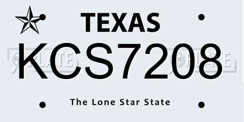 KCS7208 Texas License Plate