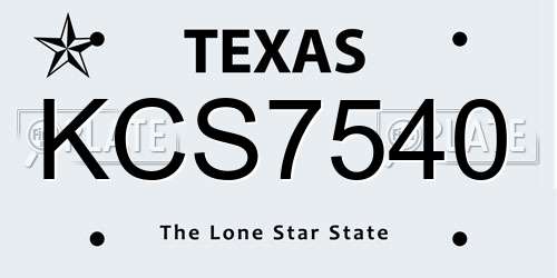 KCS7540 Texas License Plate