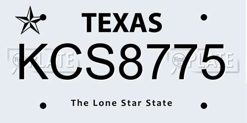 KCS8775 Texas License Plate
