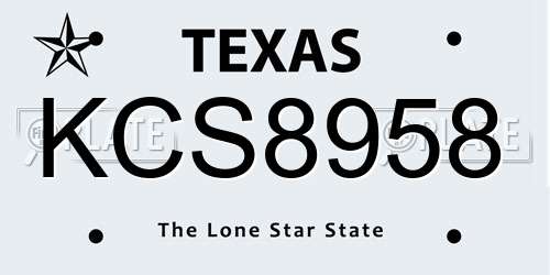 KCS8958 Texas License Plate