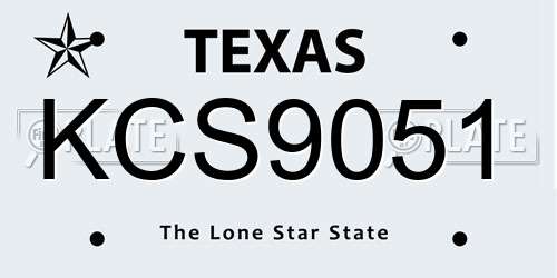 KCS9051 Texas License Plate