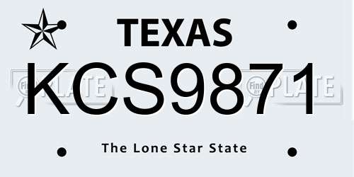 KCS9871 Texas License Plate