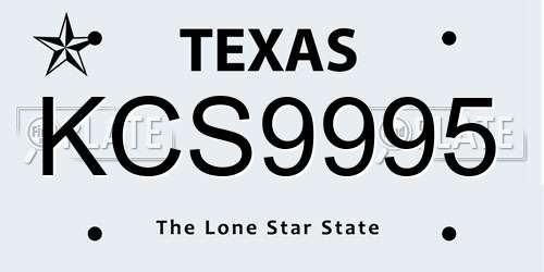 KCS9995 Texas License Plate