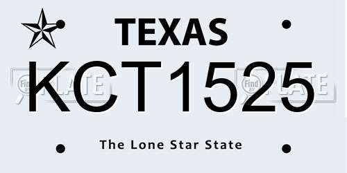 KCT1525 Texas License Plate