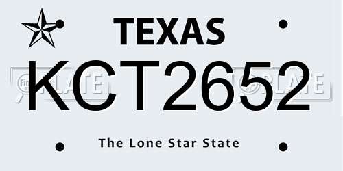 KCT2652 Texas License Plate