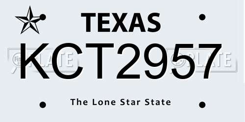 KCT2957 Texas License Plate