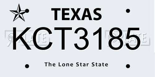 KCT3185 Texas License Plate