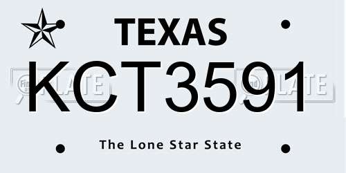 KCT3591 Texas License Plate