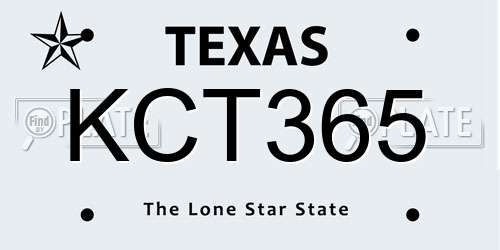 KCT365 Texas License Plate