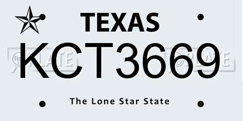 KCT3669 Texas License Plate
