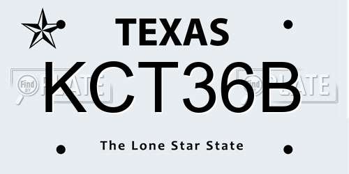 KCT36B Texas License Plate