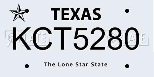 KCT5280 Texas License Plate