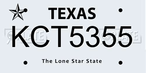 KCT5355 Texas License Plate